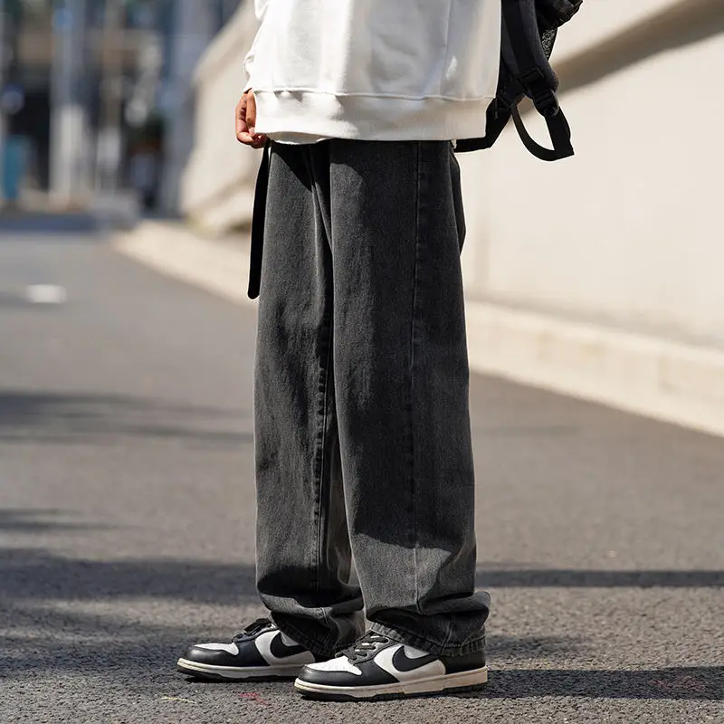 Blue White Black Wide-leg Jeans Men's Fashion Casual Retro Baggy Jeans Mens Streetwear Loose Hip-hop Straight Denim Trousers Men