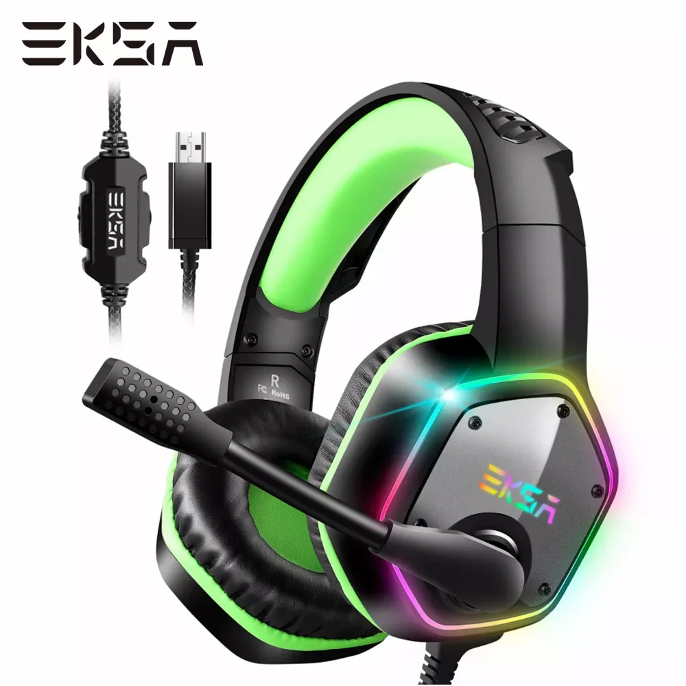 

Gaming Headphones For PC/PS4/PS5 EKSA E1000 7.1 Surround RGB Gaming Headset Gamer USB Wired Headphones with Noise Cancelling Mic