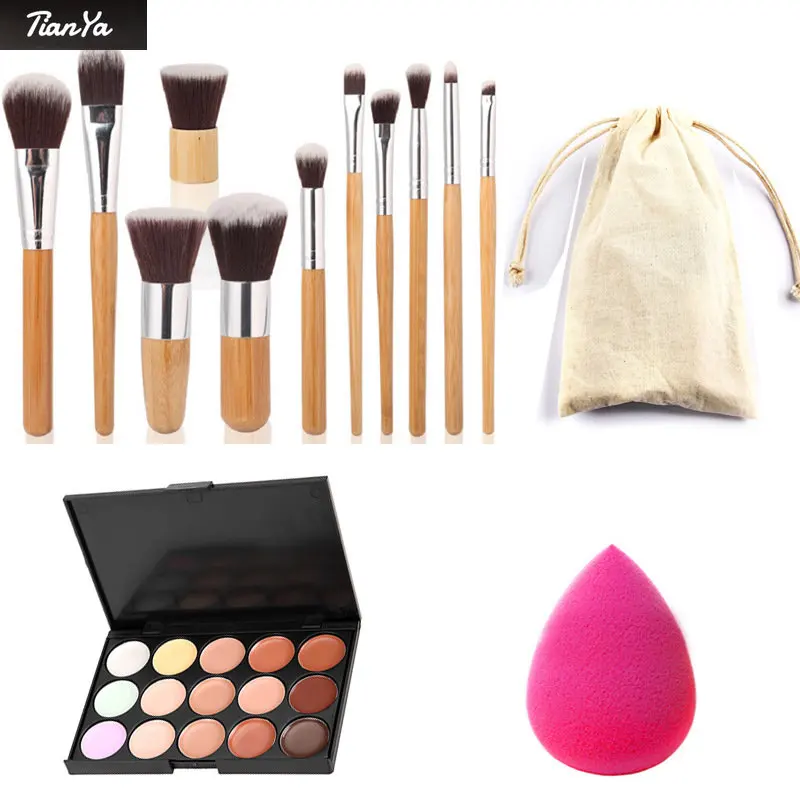 

15 Colors Makeup Concealer and Highlighter Contour Stick Wholesale Highlighter Makeup Brush Sponge Puff Set Wholesale