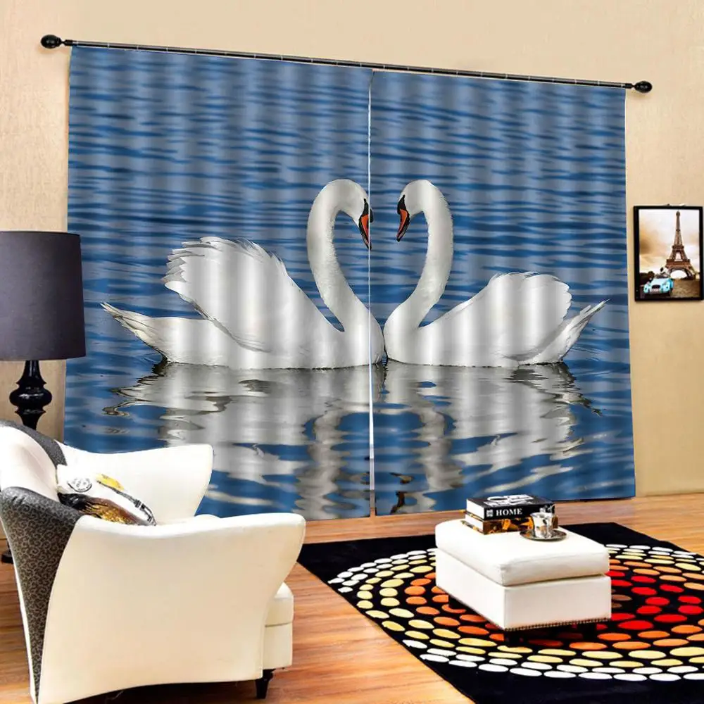 Роскошные 3D оконные занавески для гостиной крючки душа синие шторы затемняющие