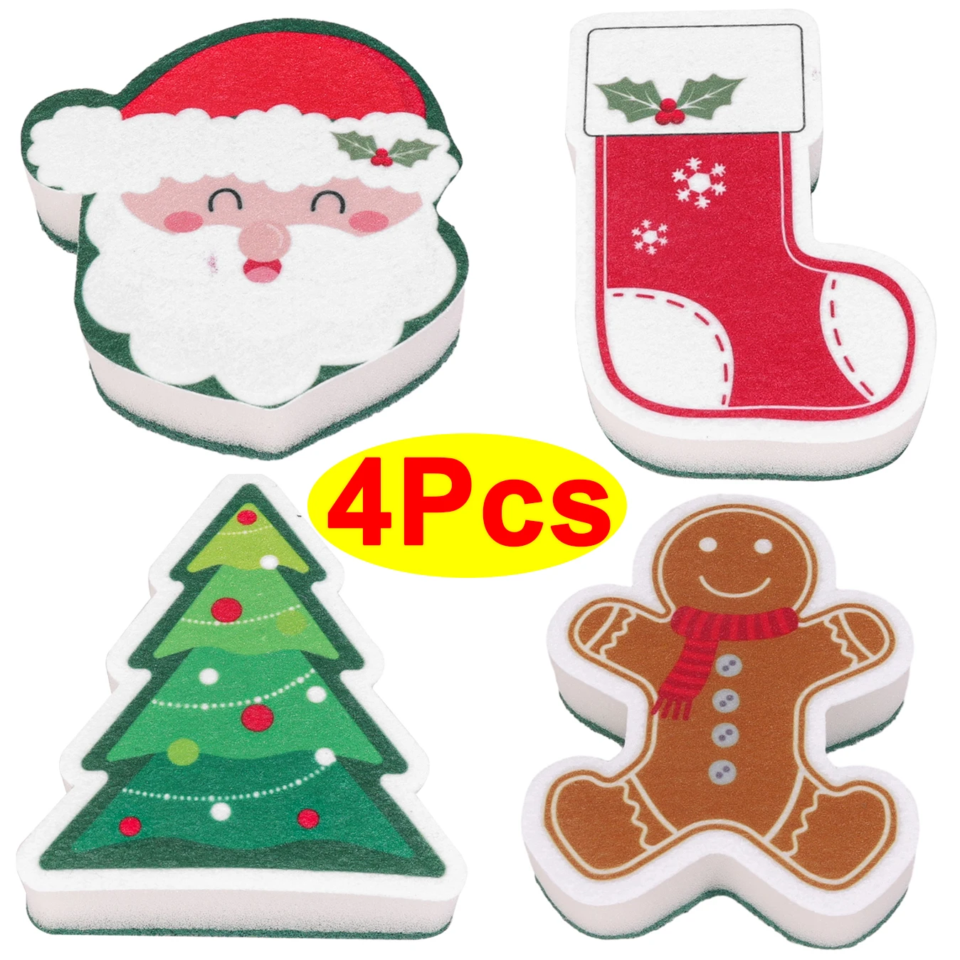 

Рождественские губки из древесной массы и хлопка, набор из 4 штук