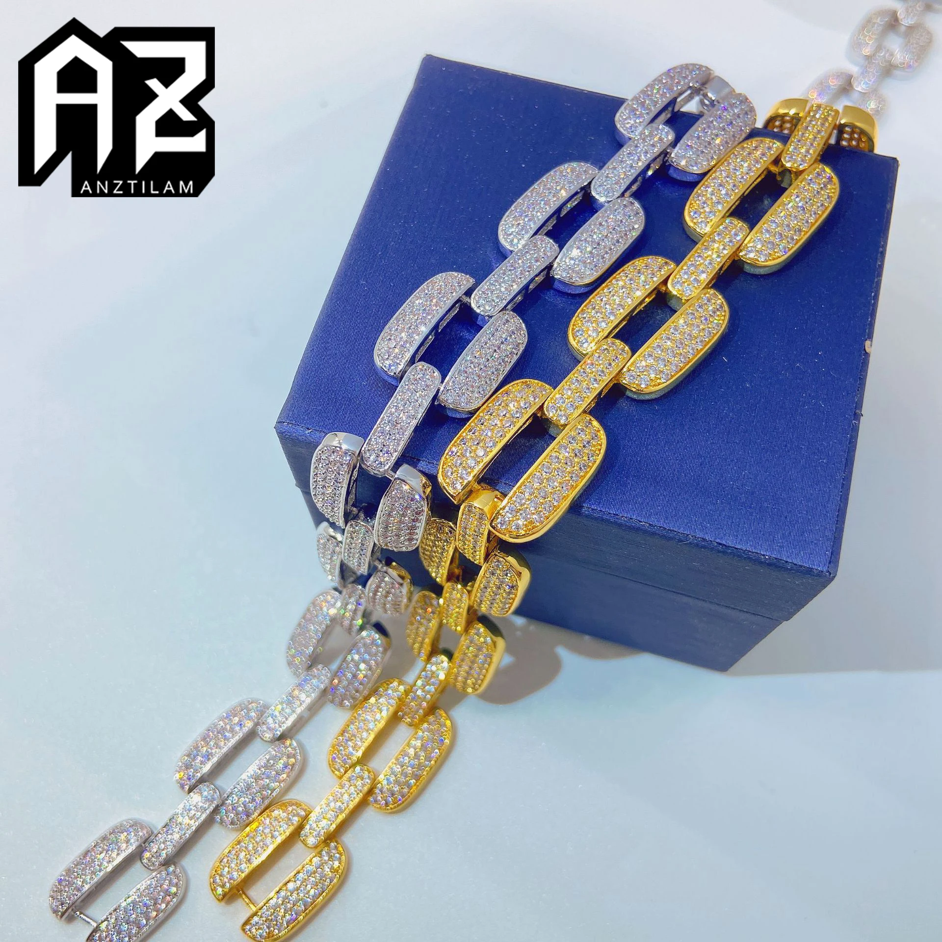 

AZ 15mm Iced Out O Cuban Chain Bracelet Necklaces for Men Women Miami Choker With AAA Zircon Hip Hop Rapper Jewelry