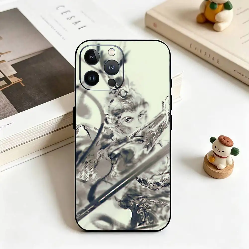 Фото Чехол для телефона B-BlackMyth W-Wukong из черного силикона для iPhone 11 12 13 14 15 16 17 Plus Pro Max №4