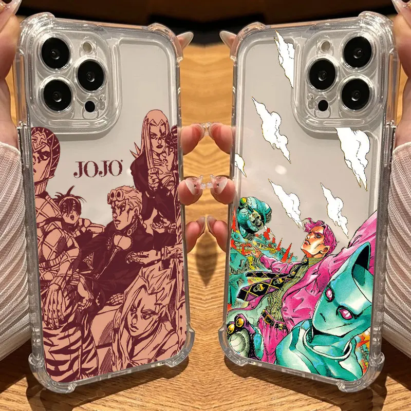 Фото Прозрачный чехол для телефона JoJos Bizarres Anime Adventures для iPhone 17, 16, 14, 15, 11, 12, 13 Pro Max 16E 16 Plus 17Air, мягкий противоударный чехол №1