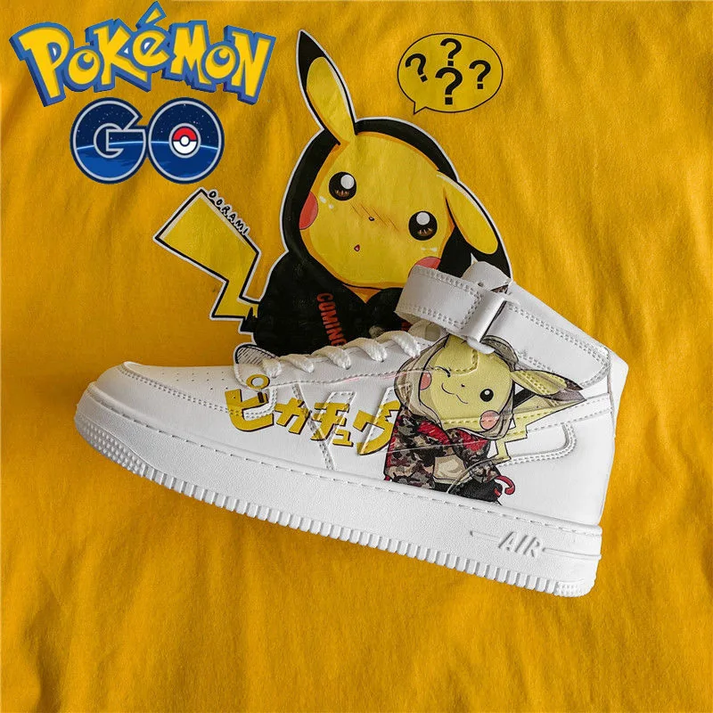 

Anime Cartoon Pokemon Pikachu Men's Shoes New Sports Casual high-top Sneakers Korean Version Trend all-match Student White Shoes
