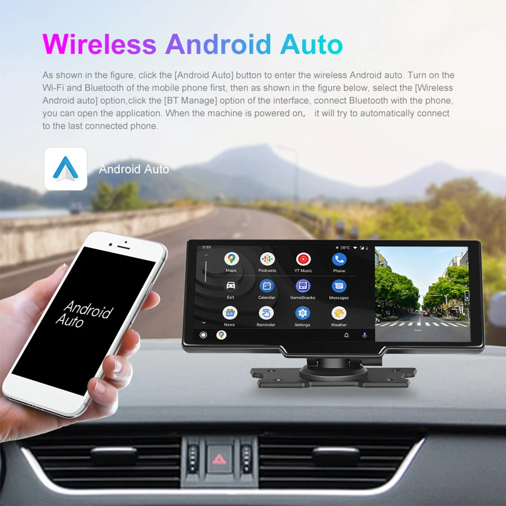 

Автомобильный видеорегистратор из АБС-пластика, металлический широкоугольный, ветрозащитный, Wi-Fi, Bluetooth, функция радио, 9-дюймовый треугольн...