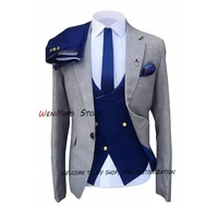suit for men groom wedding tuxedo double breasted vest blazer pants vest formal jacket slim fit outfit