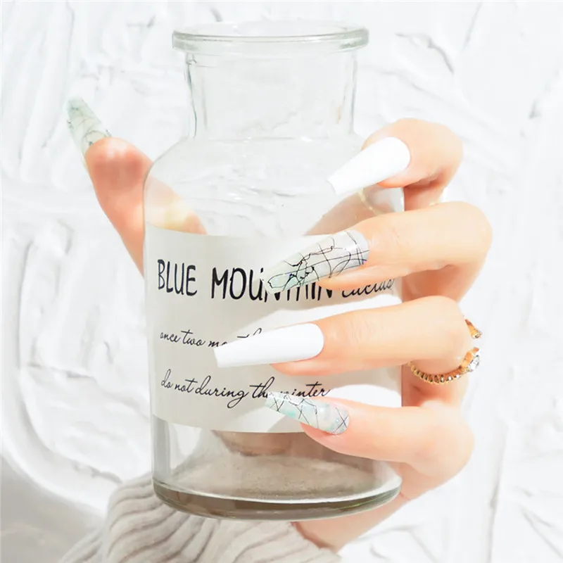 

24pcs Full Coverage Nail Elegant Fake Nail Patch Nail Manicure Patch French Wear Nail Nail Art Sticker DIY Ornament with Glue