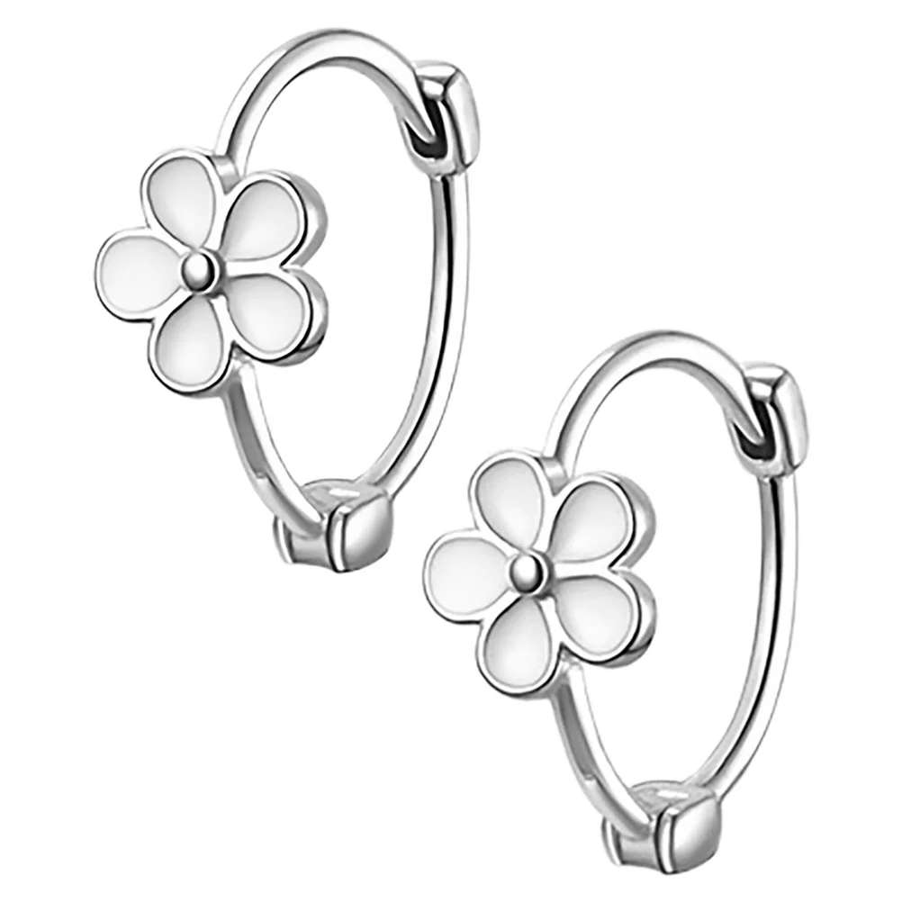 

1 Pair Women Earrings Flower Hoops Earrings Minimalist Ear Jewelries for Teen Girls