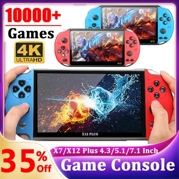 X7/X12 Plus Handheld Game Console 4.3/5.1/7.1 Inch HD Screen Built-in10000+ Games Portable Audio Video Player Classic Play Game 1