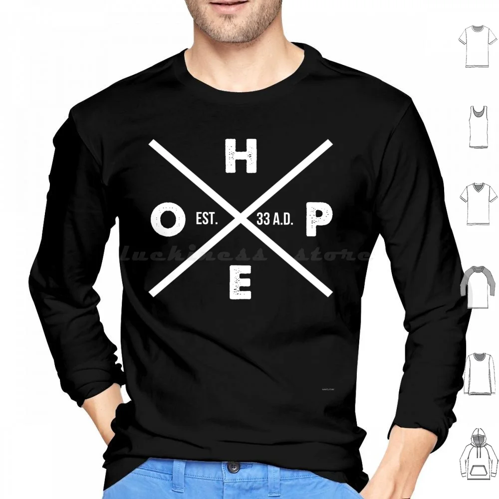 Hope 4 The World Christian Long-Sleeve T-Shirt Hoodie Cotton Long Sleeve Christ Jesus Salvation