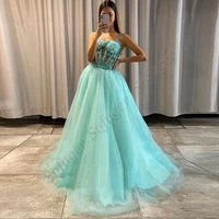 sparkly green appliques lace evening dresses tulle prom robe de soiree sweetheart graduation formal celebrity vestidos fiesta
