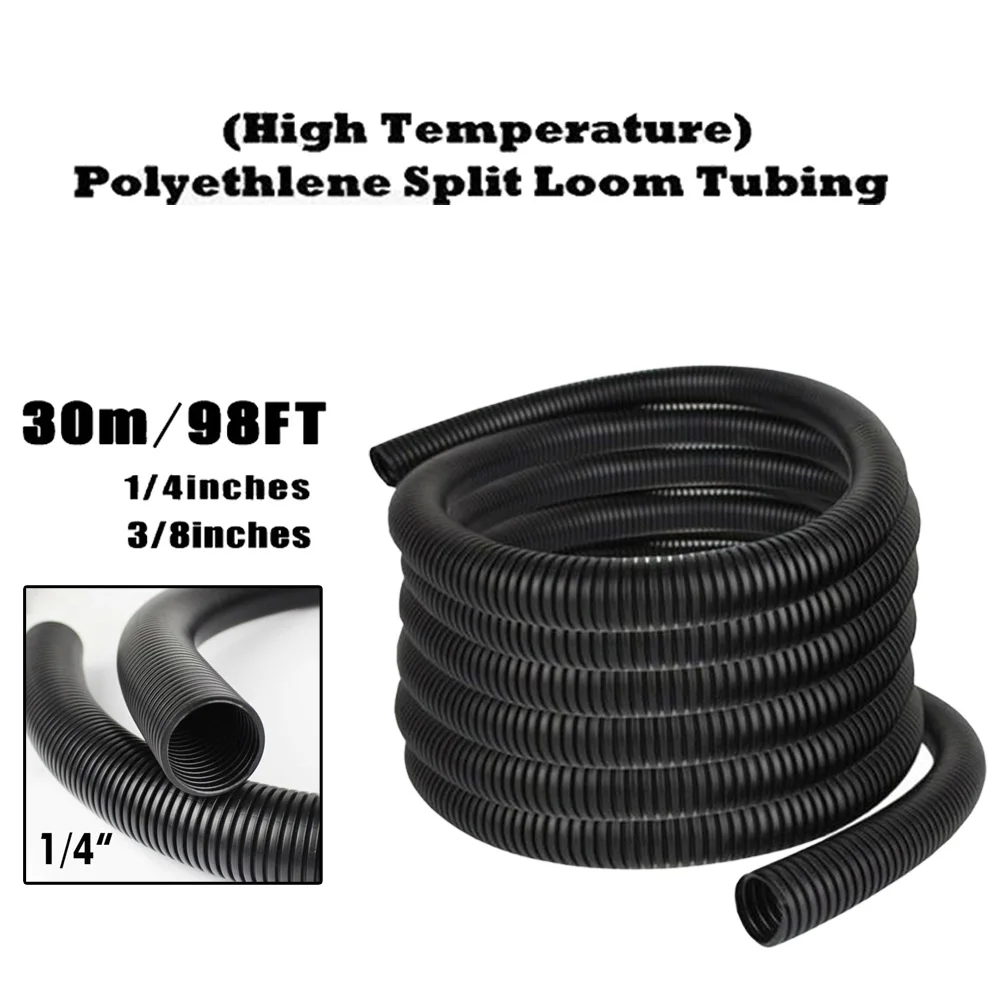 

1/4" 3/8" 98FT Protective Tube Tubing Black Color Sleeve Tube Split Wire For All Kinds Of Wiring Applications Accessories