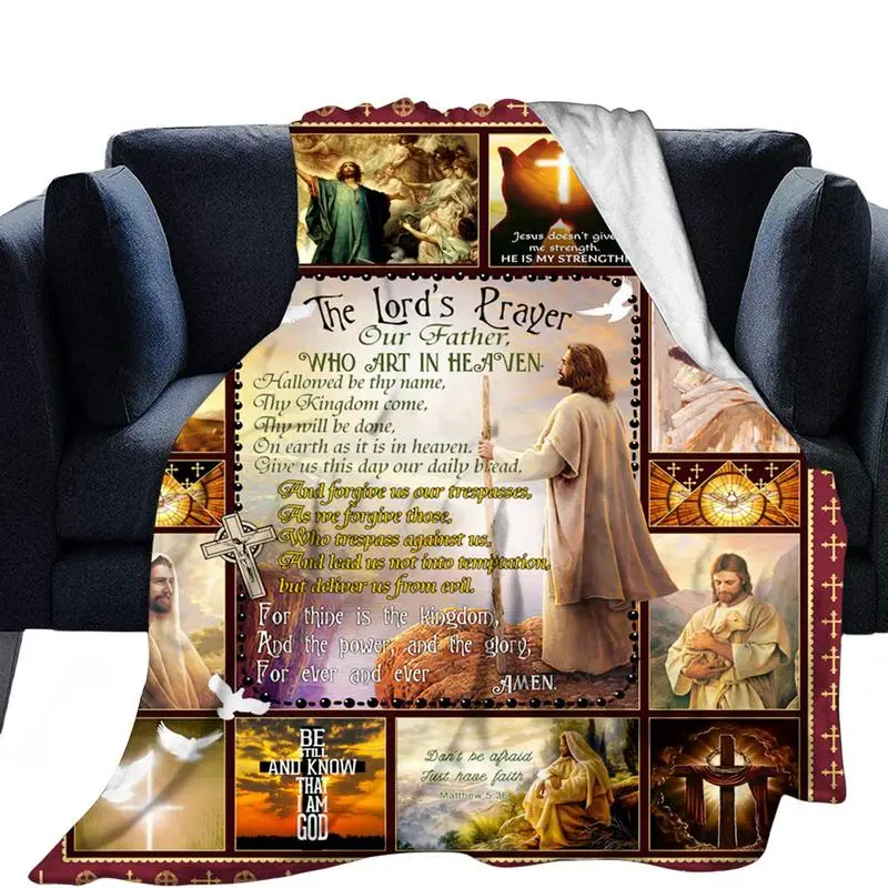 

Jesus Christ Blanket Religious Printed Throw Flannel Blanket Multifunctional Soft Warm Bible Christian ScriptureBlanket For Home