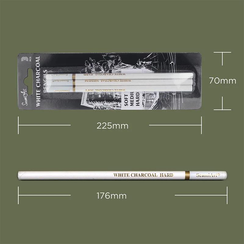 

3pcs White Sketch Charcoal Pencils For Sketching Painting Drawing Standard Highlight Carbon Pens Art Craft Tools School Supplies