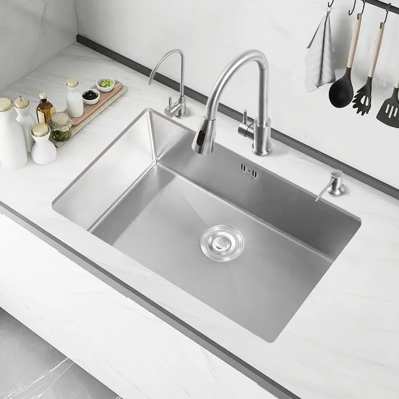 

304 Stainless Steel Kitchen Sink Multiple Size Single Bowl Undermount Basin For Kitchen Fixture Improvement With drainer