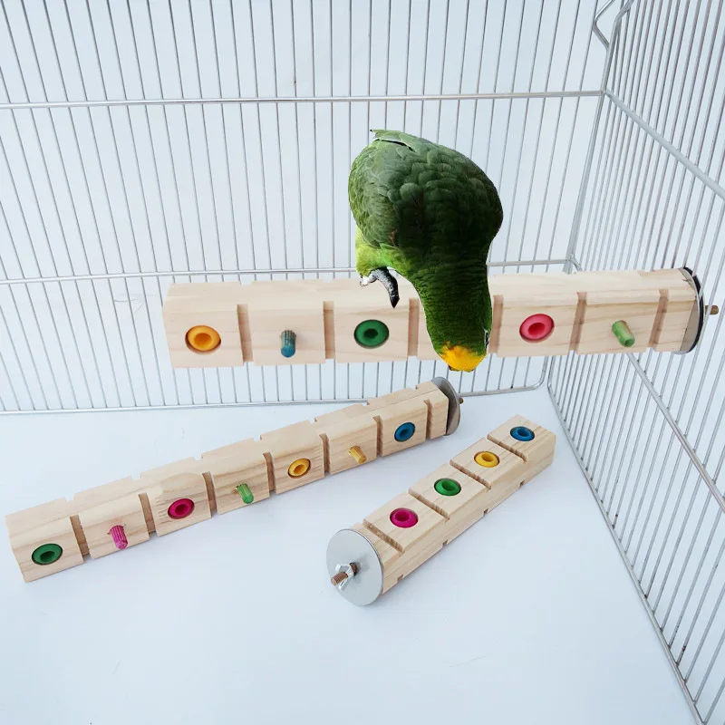 1Pcs Parrot Bird Swing Climbing Ladder Perch Toy Wooden Stand Holder Grinding Claw Stick Stand Pole Bird Cage Accessories