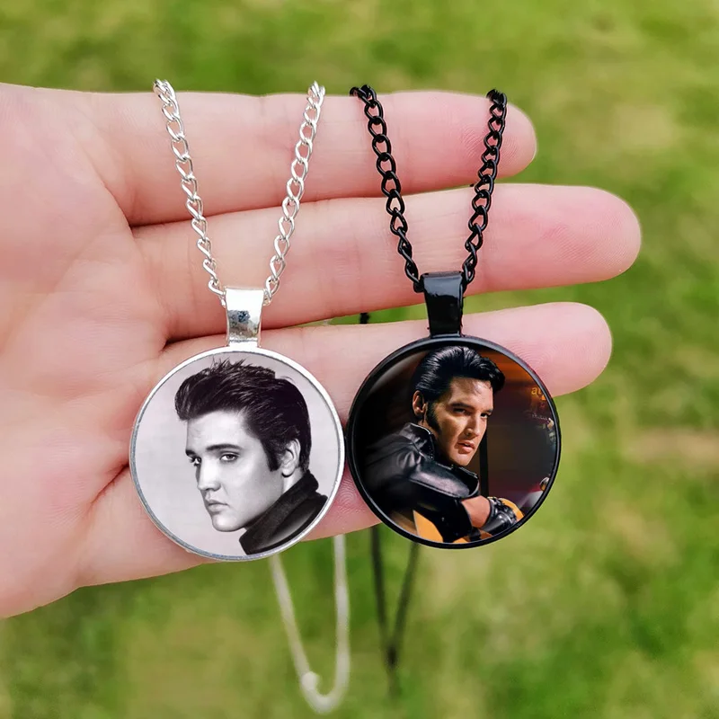 Poster Elvis Necklace for Men Women Glass Cabochon Pendant P