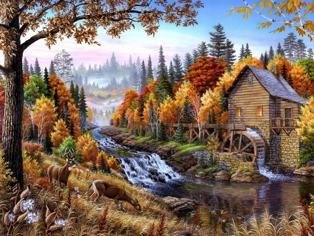 

Diamond Painting Landscape Forest River 5d Diy Mosaic Full Square Round Drill Diamant Of Rhinestone Daimond Embroidery Pictures