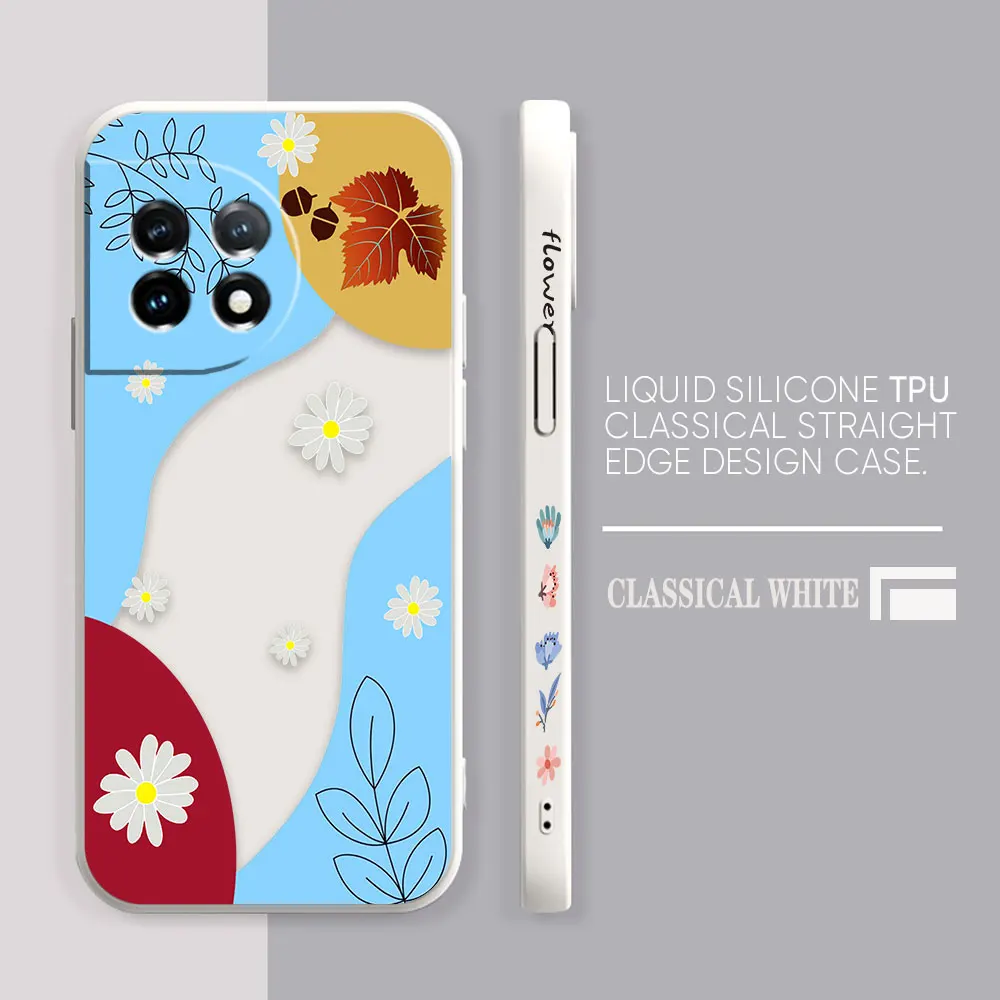 Phone Case For Oneplus 11 10 9 9R 8 8T 7 7T 5 5T 6 ACE 2 2V NORD Pro Liquid Case Funda Cqoue Shell Capa Summer Ice Cream Flowers