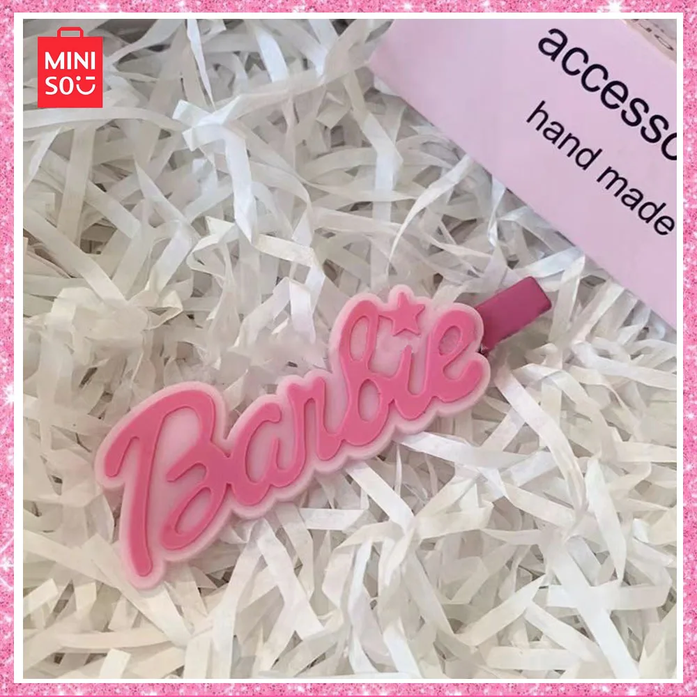 2024 Miniso Барби Новая мода карточка для волос милые и игривые буквы челки аксессуары