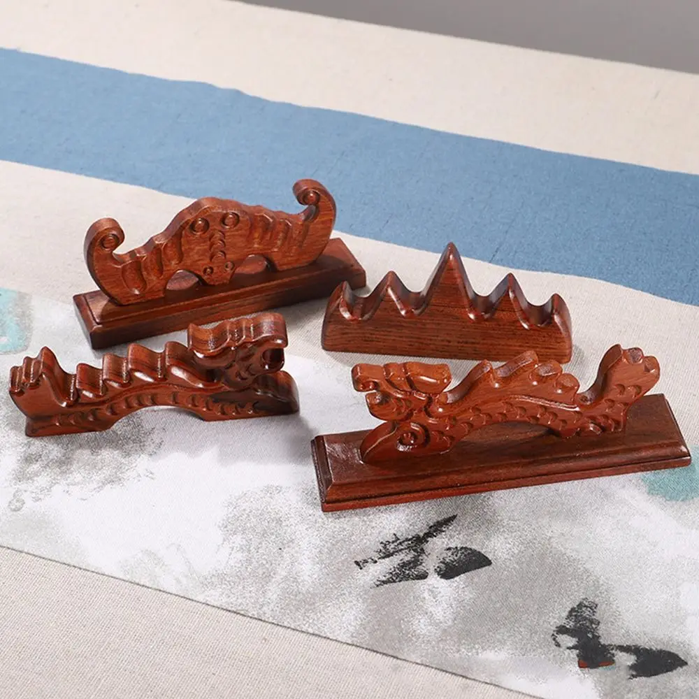 

Sandalwood Calligraphy Brush Holder Dragon Shaped Ink Brush Stands Pen Rest Creative Stationery Office Desk Supplies