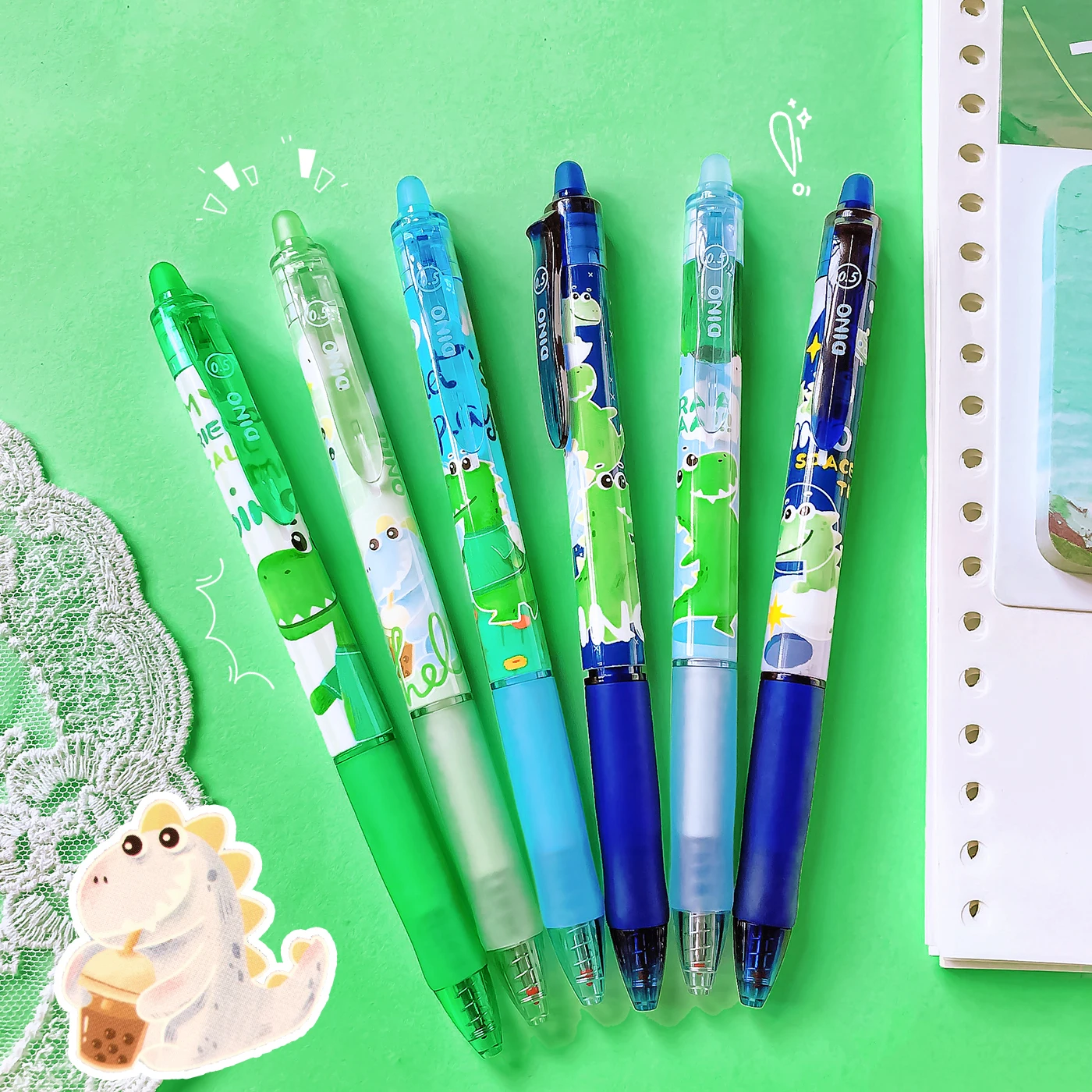 

Школьные канцелярские принадлежности, подарок для студентов, гелевая ручка с голубыми чернилами, милые динозавры, шариковые ручки, красивые и эстетичные