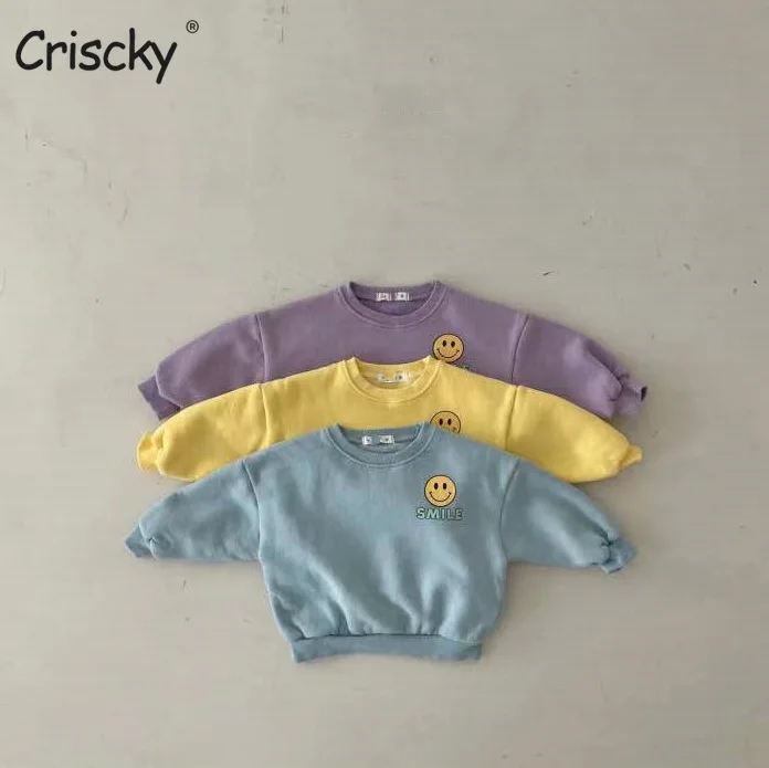 

Criscky Baby Clothes Kids Smile Costume Tee Tops Shirts for Girl Boy Autumn Winter Warm Baby Hoodis Toddler Sweatsuit Clothing