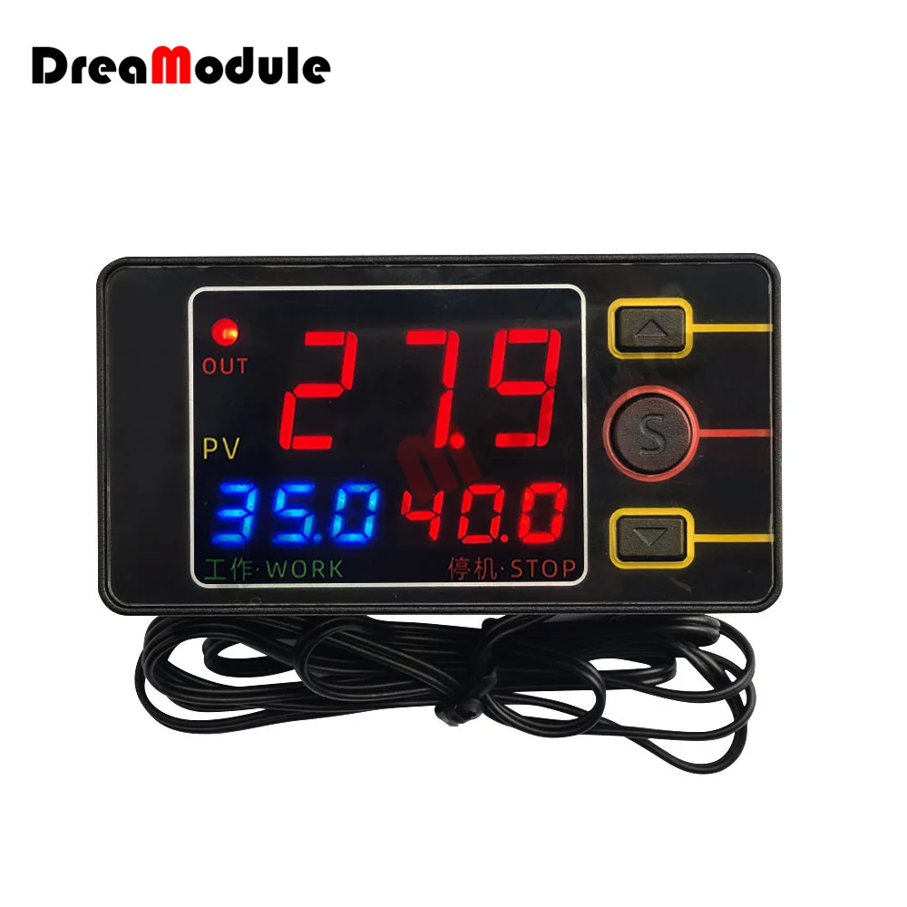 

TS4586 Temperature Time Control Relay Active Output NTC10K39501% Waterproof Probe Length 100cm DC12V DC24V AC110-220V Thermostat