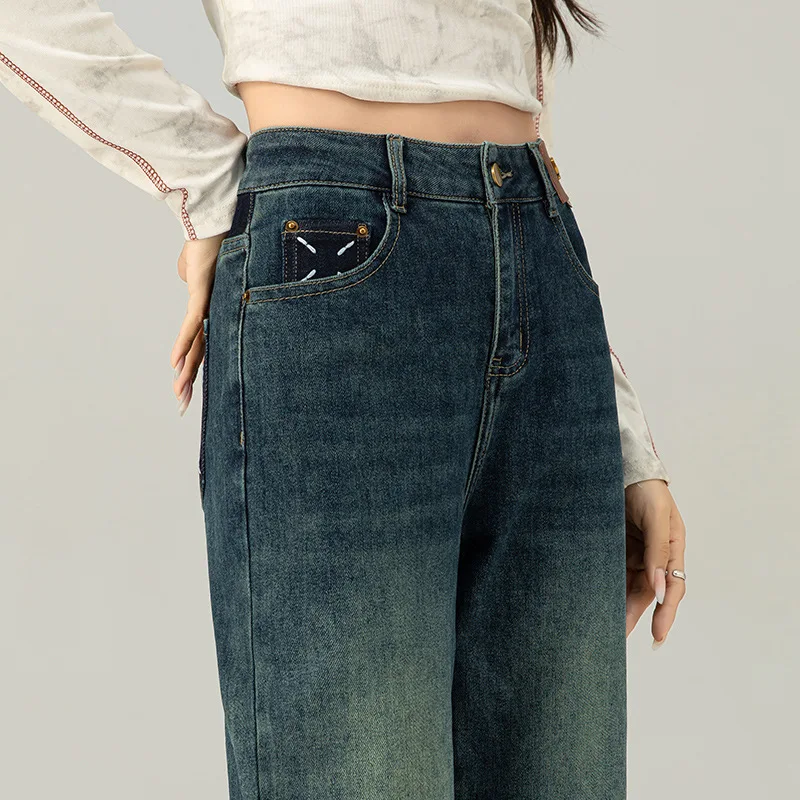 Женские брюки джинсы с широкими штанинами женские прямые штаны в американском