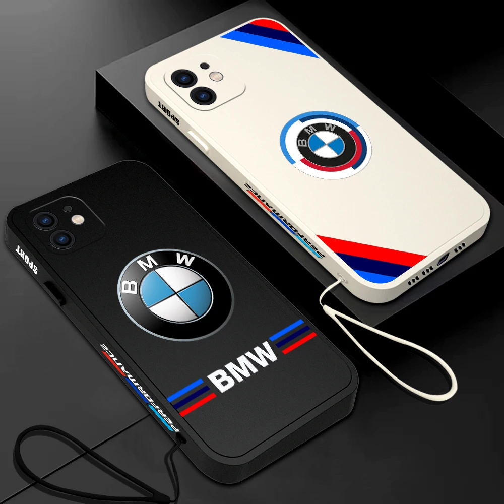 

Luxury Brand Fashion Sports Car M-BMW Phone Case For Samsung Galaxy S23 S22 S21 S20 Ultra FE S10 Note 20 Plus With Lanyard Cover