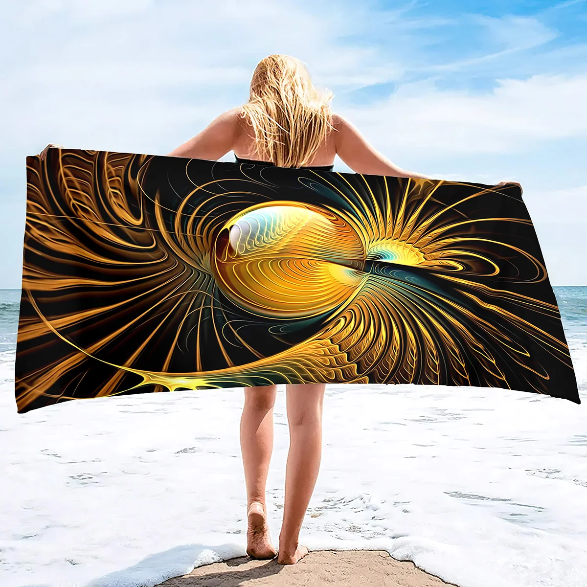 

Золотые винтажные банные полотенца, негабаритные легкие пляжные полотенца без песка, черные полотенца для путешествий, бассейна, йоги, спортзала, кемпинга, бассейна