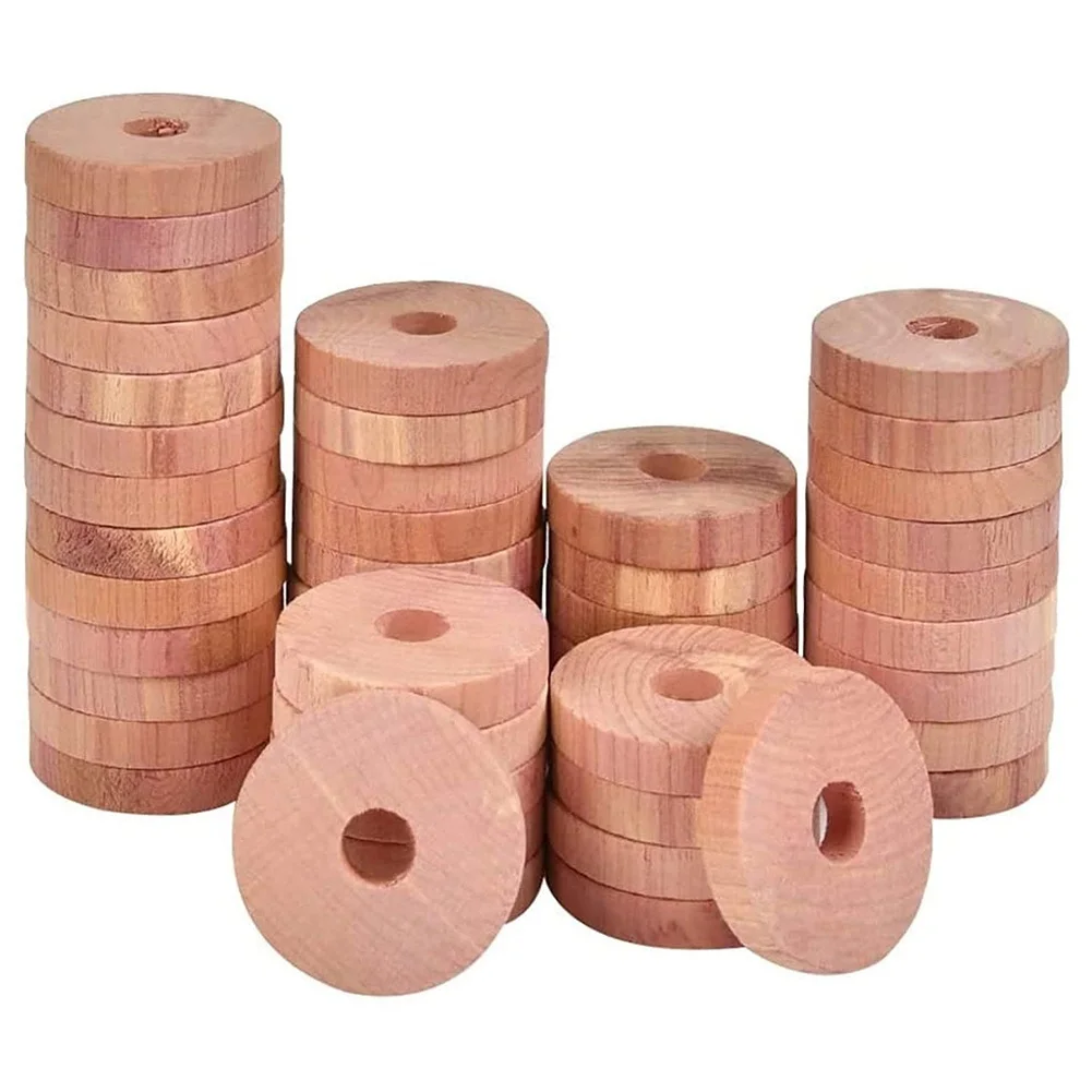 

50 Pack Cedar Wood Rings Moth for Clothes Aromatic Cedar Blocks for Closets and Drawers Clothes Storage Protector