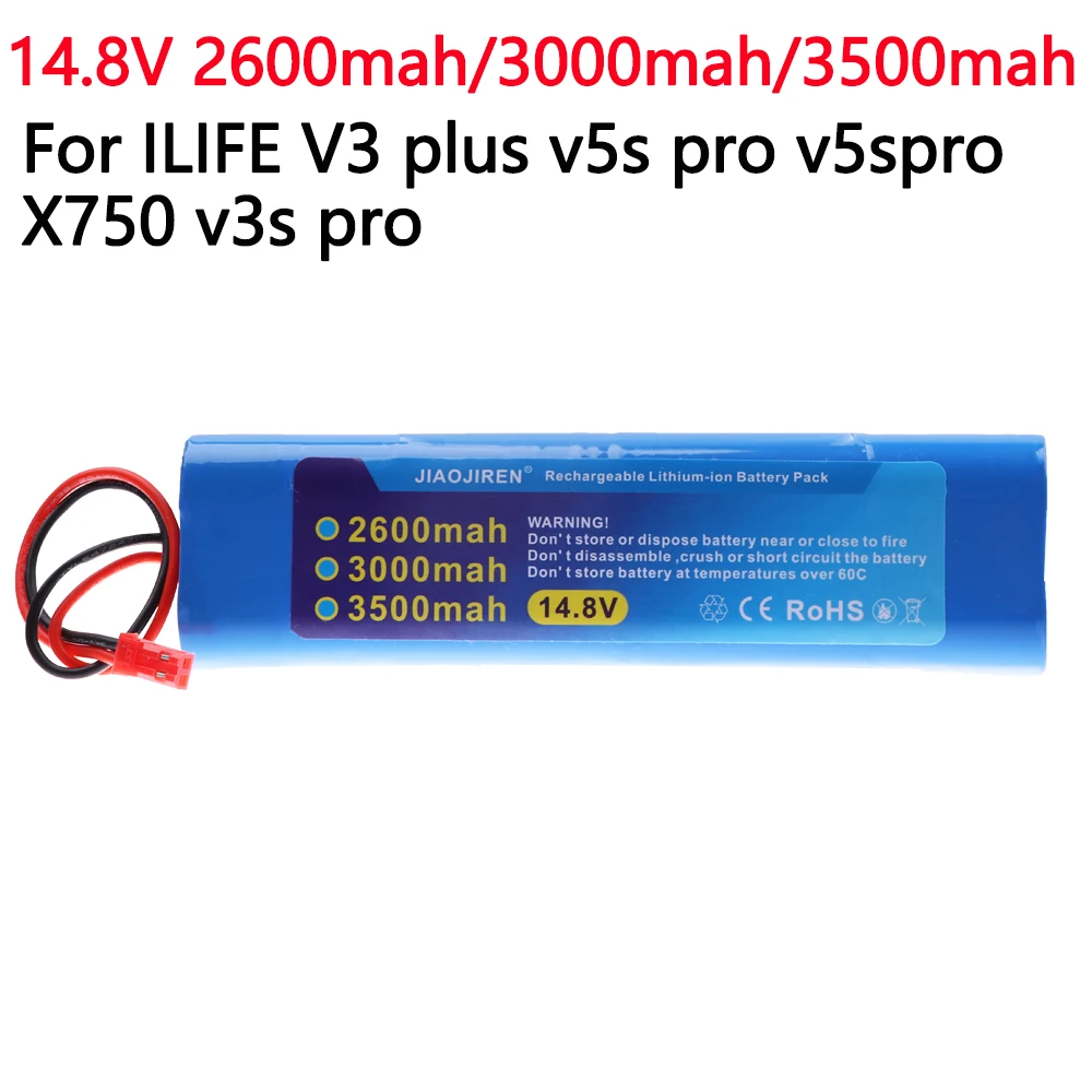 14.8V 2600mAh 3500mah Rechargeable Battery for ILIFE V3s Pro V50 V5s V8s X750 For ZACO V3 V40 V5x Robot
