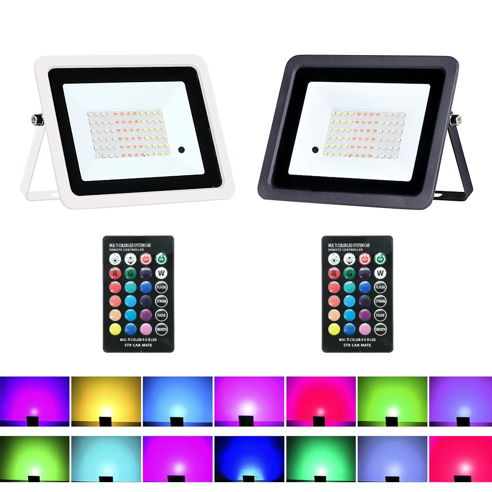 RGB Светодиодный прожектор 20 Вт 30 Вт 50 Вт 100 Вт IP68 светильник уличный прожектор 220 В/110 В RGB отражатель прожектор лампа для улицы сада