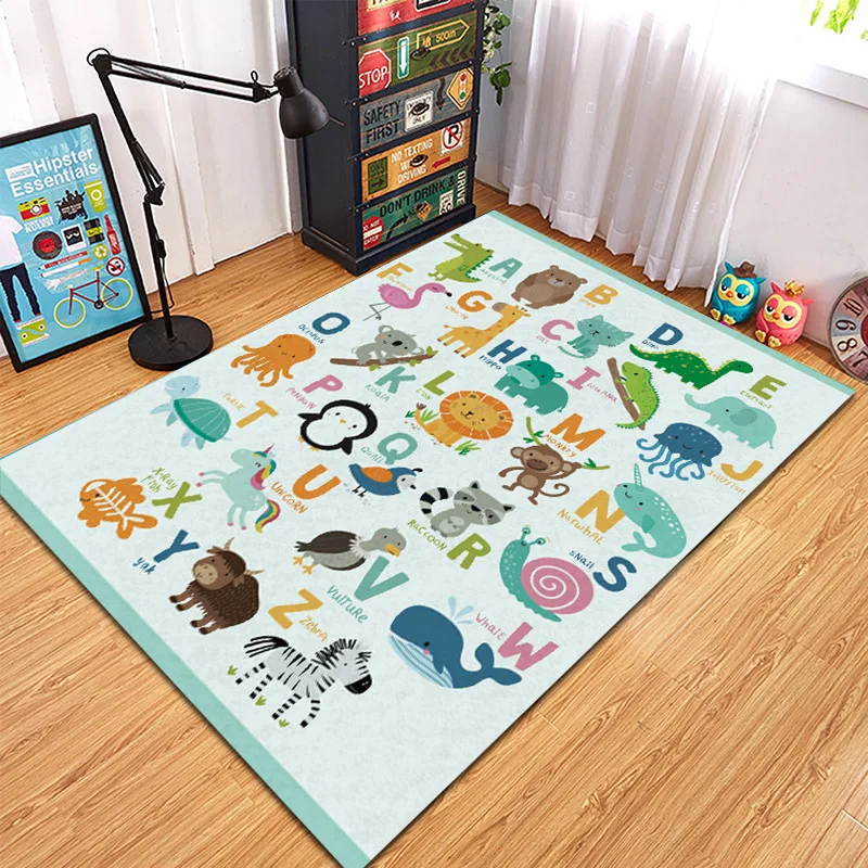 

Cartoon Cute Carpets for Living Room Non-Slip Kid Playing Crawl Thick Mat Modern Brief Area Rugs Bedroom Decor Polyester tapis