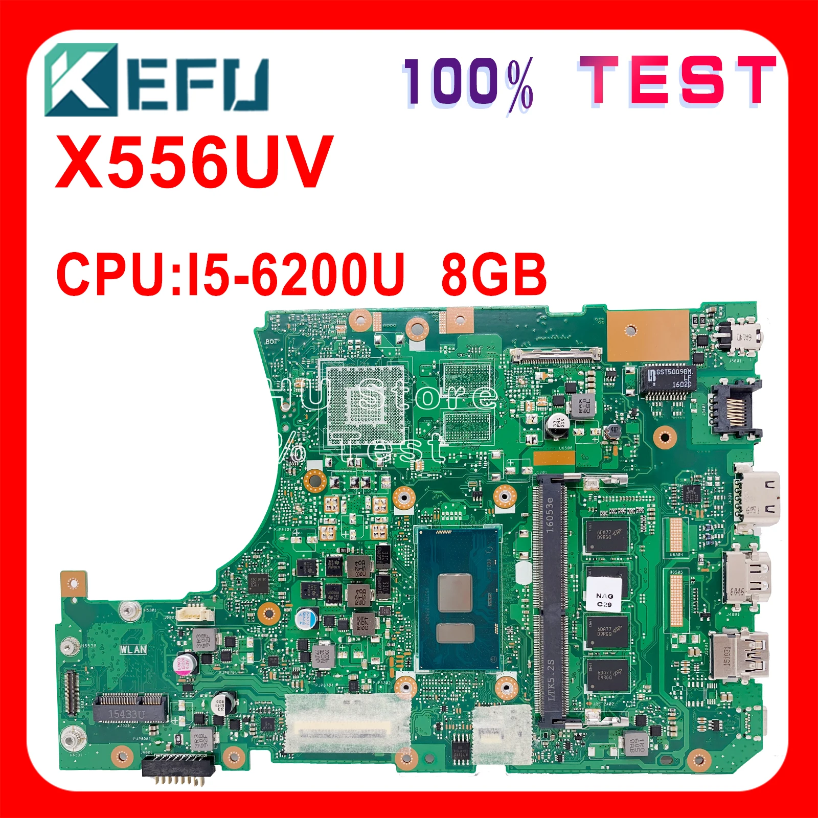 

X556UJ Материнская плата Asus X556UQ X556UQK X556UVK A556U X556UA X556UV X556UF X556UR X556URK I5-6200U 8GB протестированная Материнская плата ноутбука