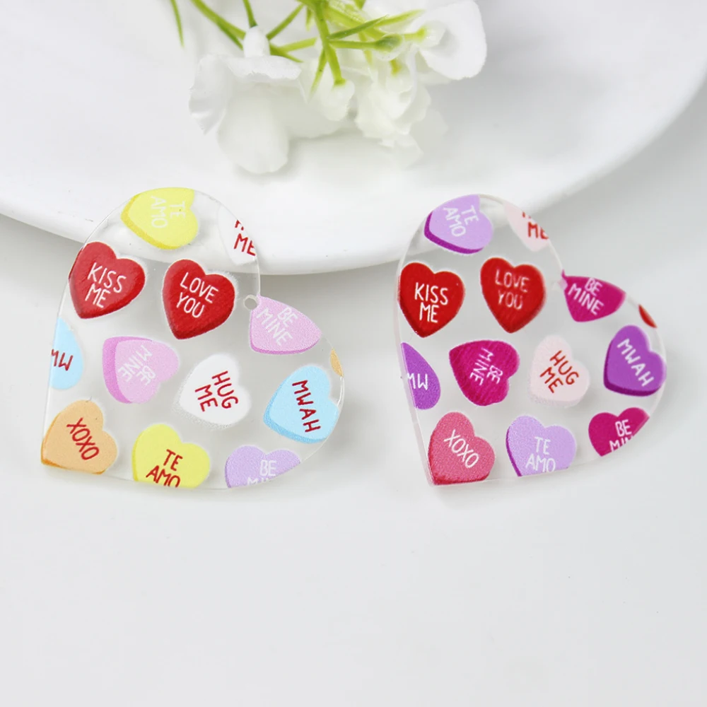 10 шт./подвеска в виде сердца на День святого Валентина акриловый кулон Kiss Me Love You