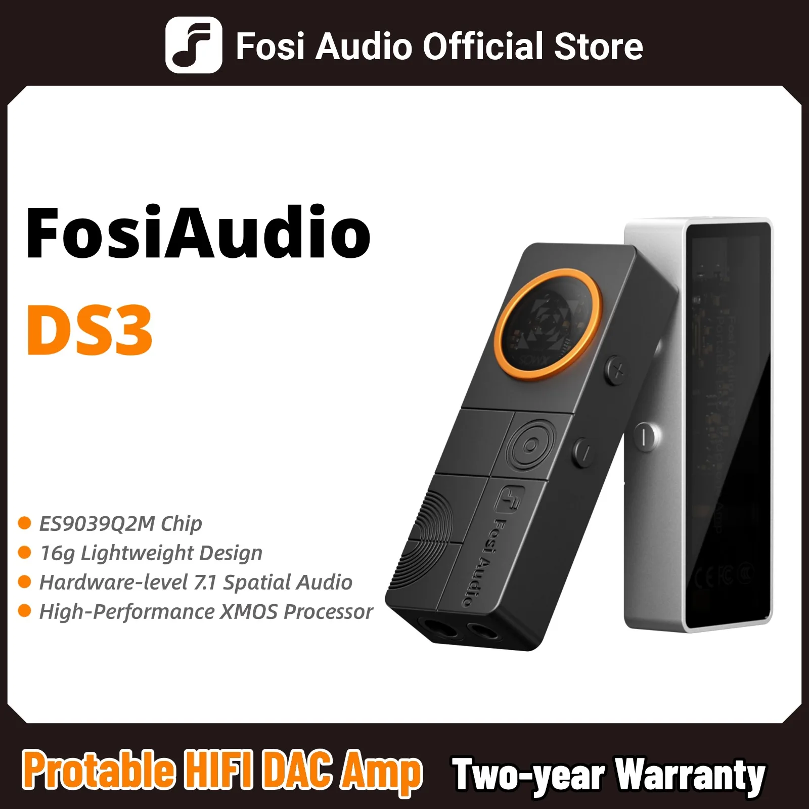 Фото Портативный HIFI-усилитель для наушников Fosi Audio DS3 DAC с XMOS XU316, DSD512, донгл DAC, разъемы 4.4 мм (балансный) / 3.5 мм (небалансный) №1