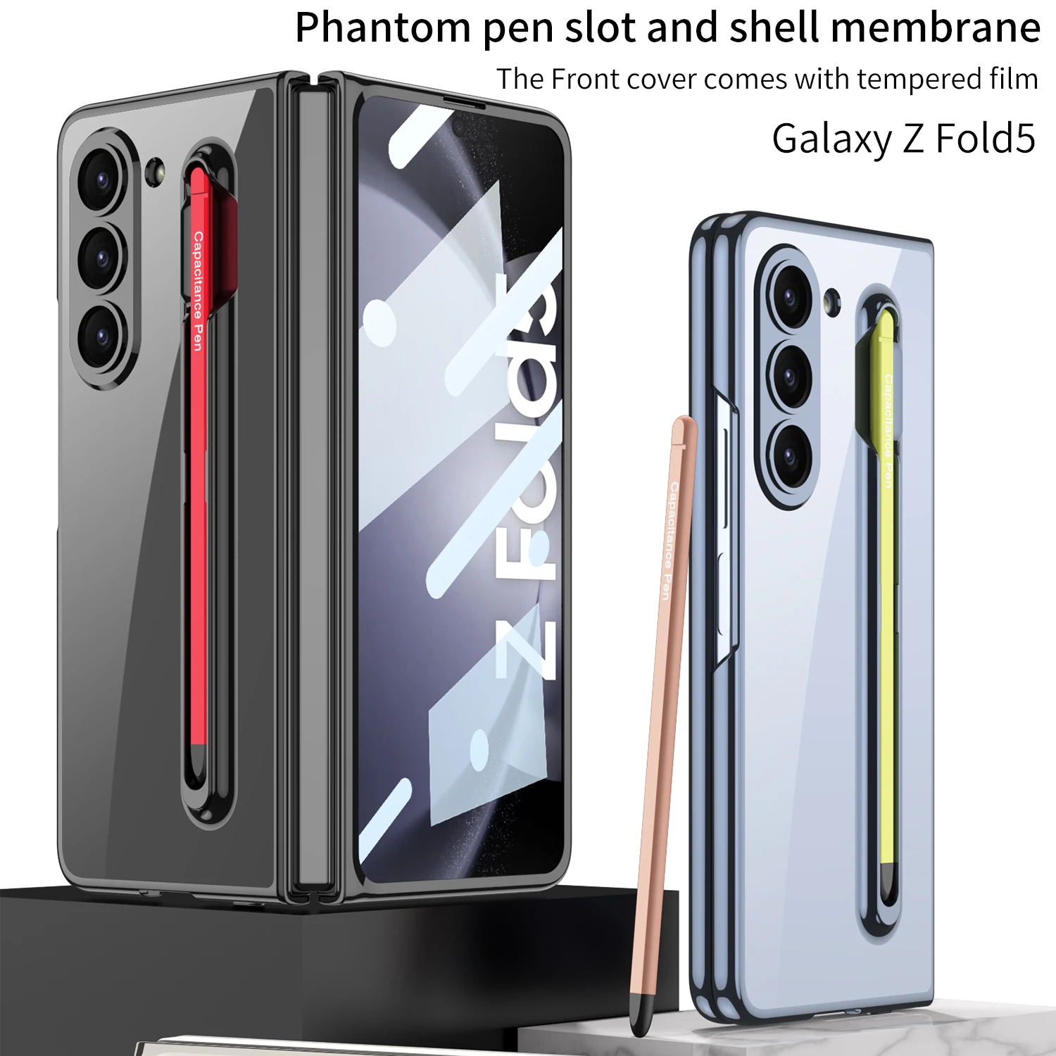 

Original Pen Slot Case For Samsung Galaxy Z Fold 5 Fold5 Protective Case Ultra-Thin Clear Plating Case For Samsung Z Fold5 Cases