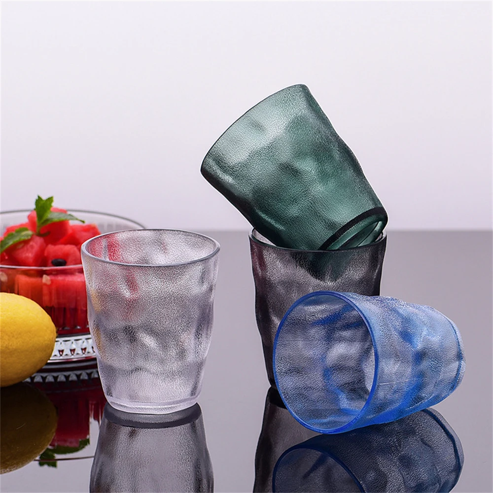 1pcs Transparent Plastic Wine Glass 220ml Acrylic Beer Cup Frosted Color Glacier Cup Restaurant Catering Ktv Bar Anti-fall Mug