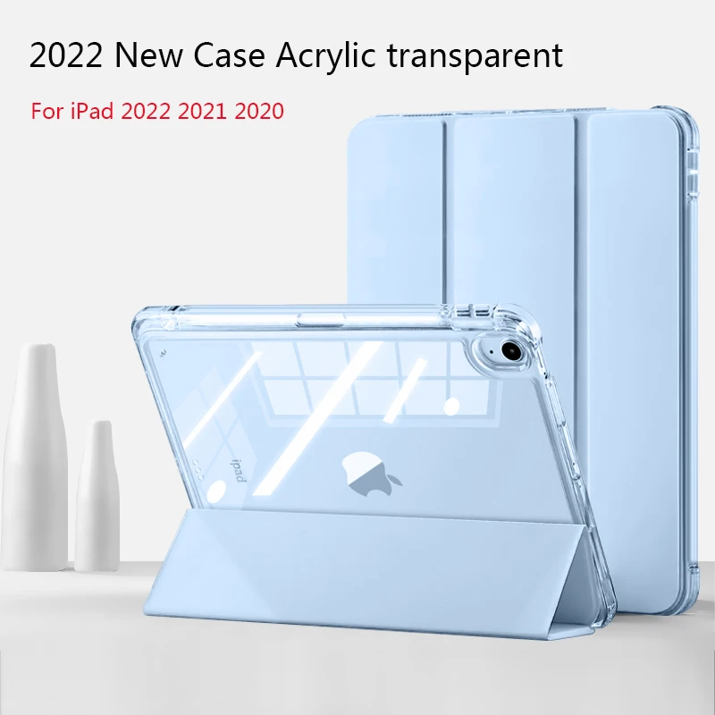 

For iPad Protective Case for Apple iPad10 2022 Funda Cover air5 4th Pro 11 12.9 2020 10.2 with Pen Slot Acrylic Shell for mini6