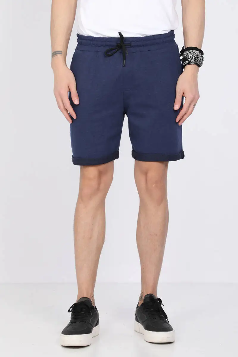 

Male Navy Blue Woven Basic Shorts