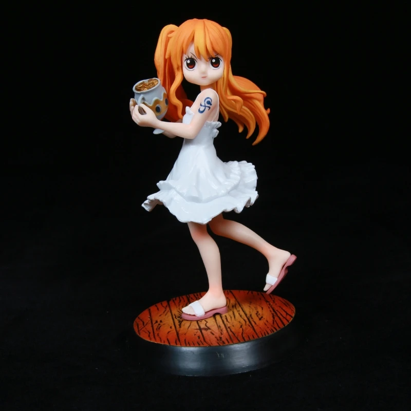 

Anmie Figure Nami Kid Angry White Skirt Lovely Ver. PVC Action Figure Nami Money Box Collect Model Gift