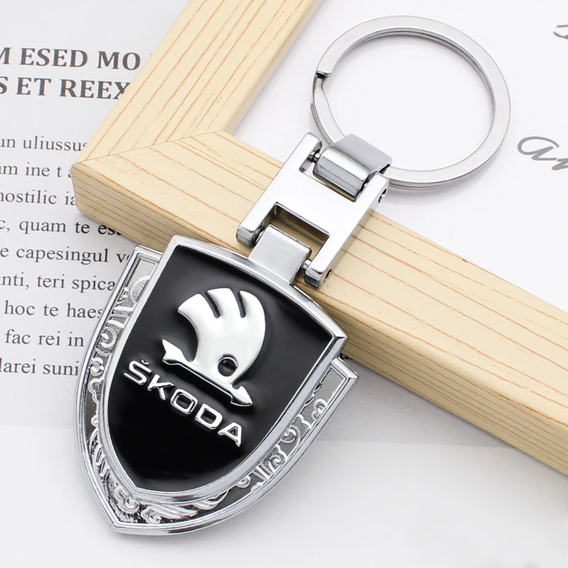 

Car Badge Logo Shield Shape Keychain 3D Metal Men Women KeyRing For skoda octavia 2 3 A4 Fabia Kodiaq Karoq Rapid Superb Vision