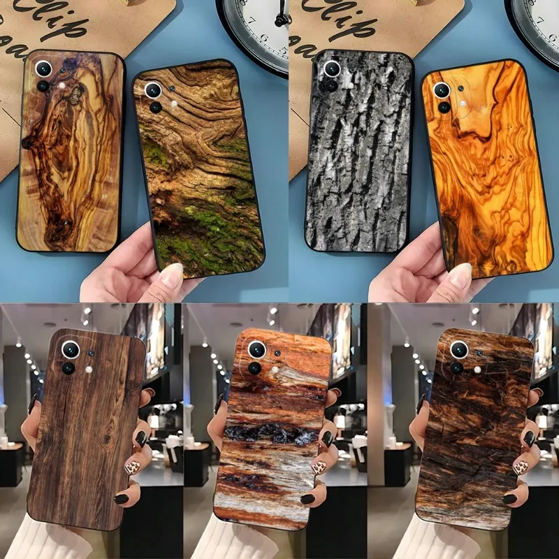 

Vintage Oak Bark Phone Case For Redmi K40 K30 K20 Pro Plus K50 Gaming Extreme GO 8 8A 9 9A 9C 9T 10 10X Black Silicone Cover