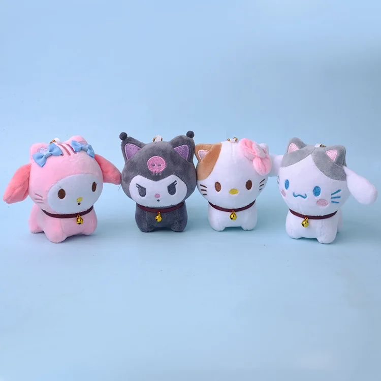 

24 шт., плюшевые аниме-игрушки Sanrio Kawaii Kuromi Melody Plushies Cinnamoroll, набивные животные, брелок, мультяшная мягкая кукла, детские игрушки