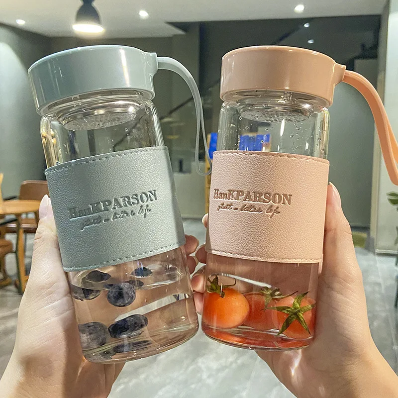 

Glass Water Bottle 500ml Summer Sports Tumbler Simple Heat Resistant Cups Free Shipping Items Portable Drinking Kettle Wholesale