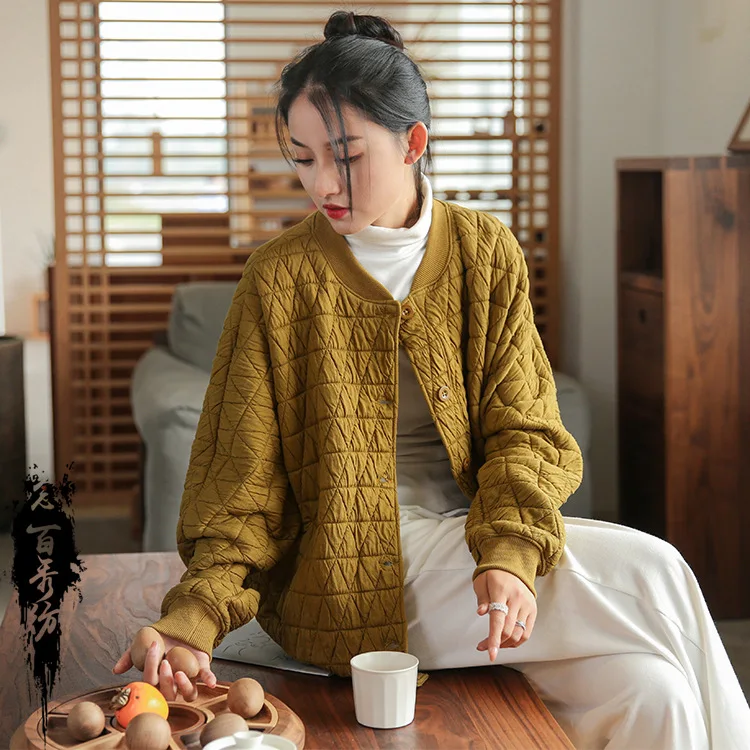 Winter Literary Women's New Loose Thin Clip Cotton Thickened Jacket Live Supply Women's Cotton Clothing Cotton Jacket