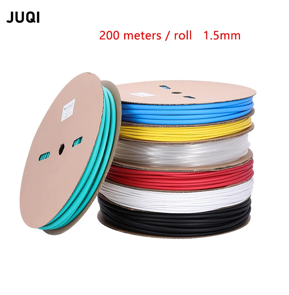 

200m/roll 1.5mm heat shrinkable tube insulating sleeve electrical wire protective sleeve color whole roll heat shrinkable tube